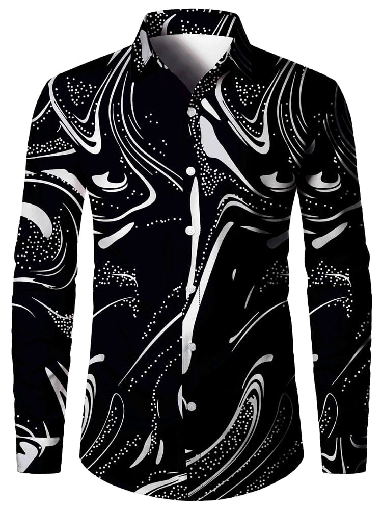 Men's 3D Textured Printed Casual Shirt Buttoned Long Sleeve Autumn Versatile Lapel Luxury Fashion Long Sleeve Shirt Party Dresse - SHOWLU FASHION STORE