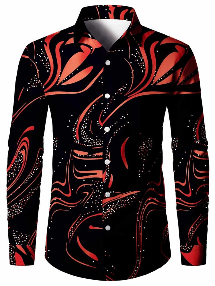 Men's 3D Textured Printed Casual Shirt Buttoned Long Sleeve Autumn Versatile Lapel Luxury Fashion Long Sleeve Shirt Party Dresse - SHOWLU FASHION STORE