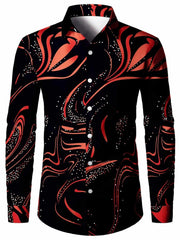 Men's 3D Textured Printed Casual Shirt Buttoned Long Sleeve Autumn Versatile Lapel Luxury Fashion Long Sleeve Shirt Party Dresse - SHOWLU FASHION STORE