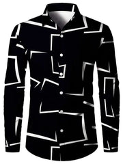 Men's 3D Textured Printed Casual Shirt Buttoned Long Sleeve Autumn Versatile Lapel Luxury Fashion Long Sleeve Shirt Party Dresse - SHOWLU FASHION STORE