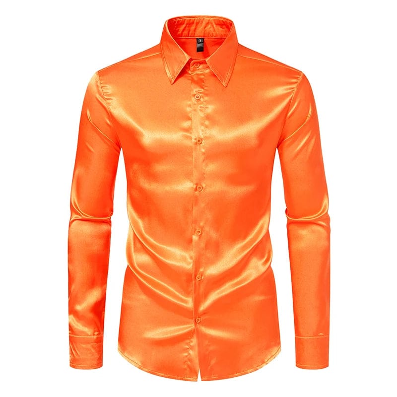 Men's Black Satin Luxury Dress Shirts Fashion Silk Smooth Tuxedo Shirt Solid Wedding Party Prom Casual Shirt Business Office - SHOWLU FASHION STORE