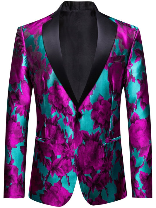 Mens Blazer Blue Solid Color Chamois Suit Jackets Regular Fit Coat Wedding Party Prom - SHOWLU FASHION STORE