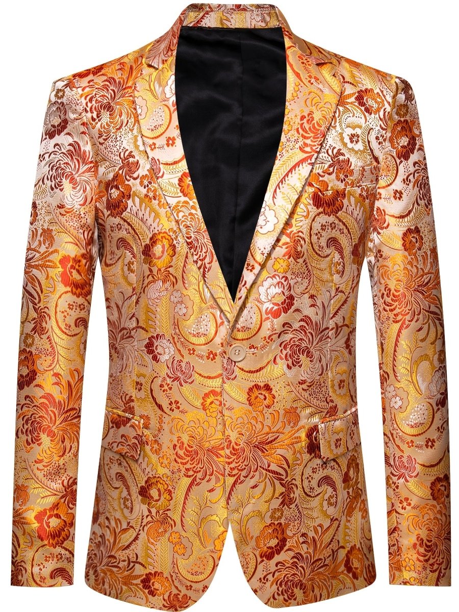Men'S Blazer Floral Suit Jacket Slim Fit Stylish Blazer for Men Dinner Party Prom Wedding Tuxedo Jacket Single Pieces No Bow Tie No Shirt - SHOWLU FASHION STORE