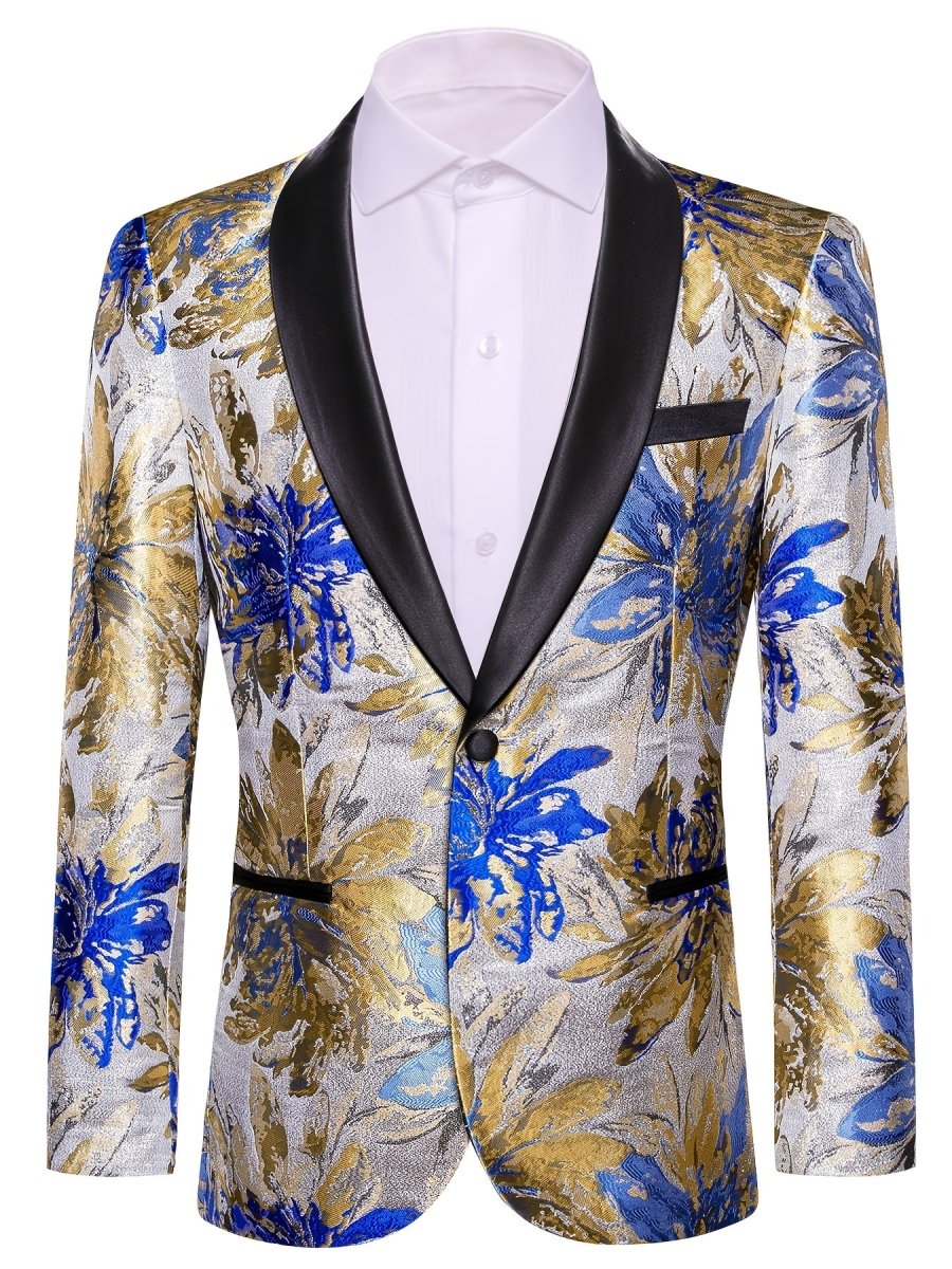 Men'S Blazer Floral Suit Jacket Slim Fit Stylish Blazer for Men Dinner Party Prom Wedding Tuxedo Jacket Single Pieces No Bow Tie No Shirt - SHOWLU FASHION STORE