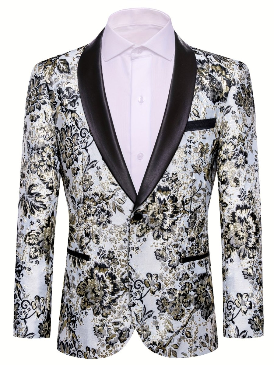 Men'S Blazer Floral Suit Jacket Slim Fit Stylish Blazer for Men Dinner Party Prom Wedding Tuxedo Jacket Single Pieces No Bow Tie No Shirt - SHOWLU FASHION STORE
