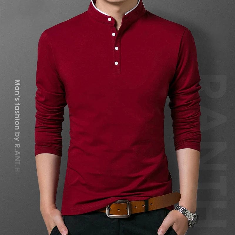 Men's Business Casual Polo Long Sleeve T-shirt Summer Comfortable and Breathable Top - SHOWLU FASHION STORE
