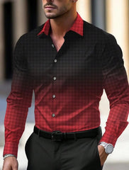 Men's Business Casual Printed Long Sleeve Shirt Formal Button Up Shirt Fall Winter Spring Summer Cuffed Long Sleeve Blue S, M, L - SHOWLU FASHION STORE