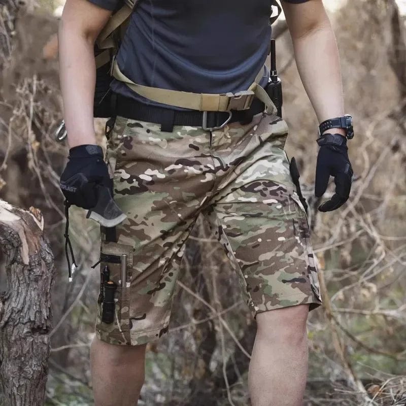 Mens Cargo Shorts Summer Tactical Cropped Trousers Outdoor Waterproof Multi - pocket Bermudas Pants Camo Ripstop Hiking - SHOWLU FASHION STORE