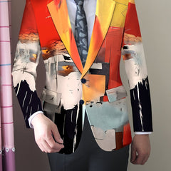 Men'S Casual Blazer in Pumpkin Color for Halloween, Featuring American Trendy Style for Young Adults. - SHOWLU FASHION STORE