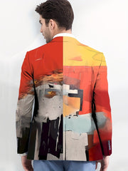 Men'S Casual Blazer in Pumpkin Color for Halloween, Featuring American Trendy Style for Young Adults. - SHOWLU FASHION STORE