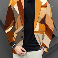 Men'S Casual Blazer in Pumpkin Color for Halloween, Featuring American Trendy Style for Young Adults. - SHOWLU FASHION STORE