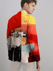 Men'S Casual Blazer in Pumpkin Color for Halloween, Featuring American Trendy Style for Young Adults. - SHOWLU FASHION STORE