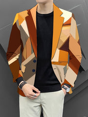 Men'S Casual Blazer in Pumpkin Color for Halloween, Featuring American Trendy Style for Young Adults. - SHOWLU FASHION STORE