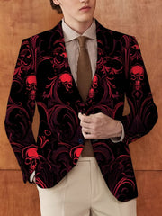 Men's Casual Skull Print Blazer, Chic Suit Jacket for Party Dinner - SHOWLU FASHION STORE