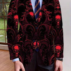 Men's Casual Skull Print Blazer, Chic Suit Jacket for Party Dinner - SHOWLU FASHION STORE