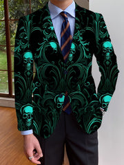 Men's Casual Skull Print Blazer, Chic Suit Jacket for Party Dinner - SHOWLU FASHION STORE