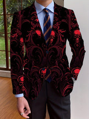 Men's Casual Skull Print Blazer, Chic Suit Jacket for Party Dinner - SHOWLU FASHION STORE