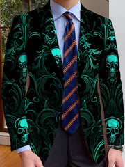 Men's Casual Skull Print Blazer, Chic Suit Jacket for Party Dinner - SHOWLU FASHION STORE