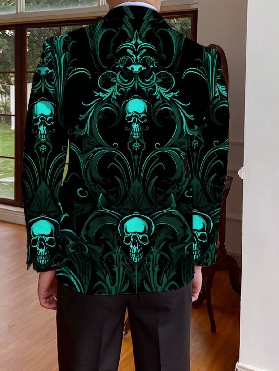 Men's Casual Skull Print Blazer, Chic Suit Jacket for Party Dinner - SHOWLU FASHION STORE