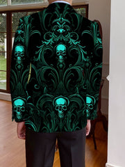 Men's Casual Skull Print Blazer, Chic Suit Jacket for Party Dinner - SHOWLU FASHION STORE