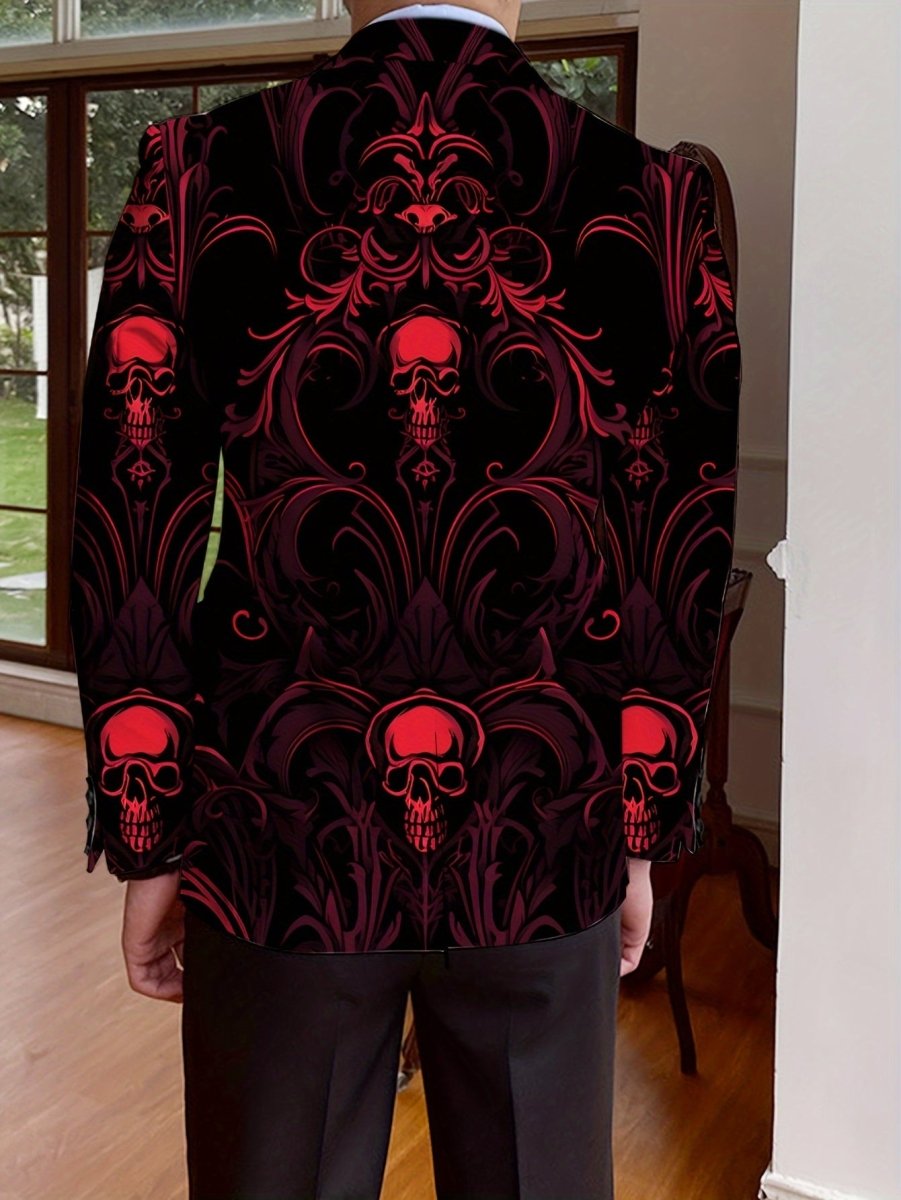 Men's Casual Skull Print Blazer, Chic Suit Jacket for Party Dinner - SHOWLU FASHION STORE