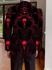 Men's Casual Skull Print Blazer, Chic Suit Jacket for Party Dinner - SHOWLU FASHION STORE