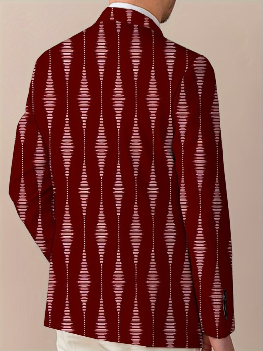 Men's Casual Striped Blazer - Polyester & Elastane, Button - Up Lapel Suit Jacket for All Seasons - SHOWLU FASHION STORE