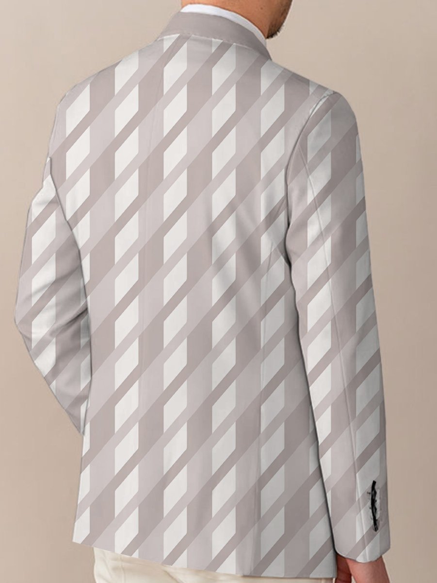 Men'S Casual Suit Jacket, Polyester Lapel Collar Style with Slight Stretch, Button Details, Print Pattern, Regular Fit, All - Season Wear - SHOWLU FASHION STORE