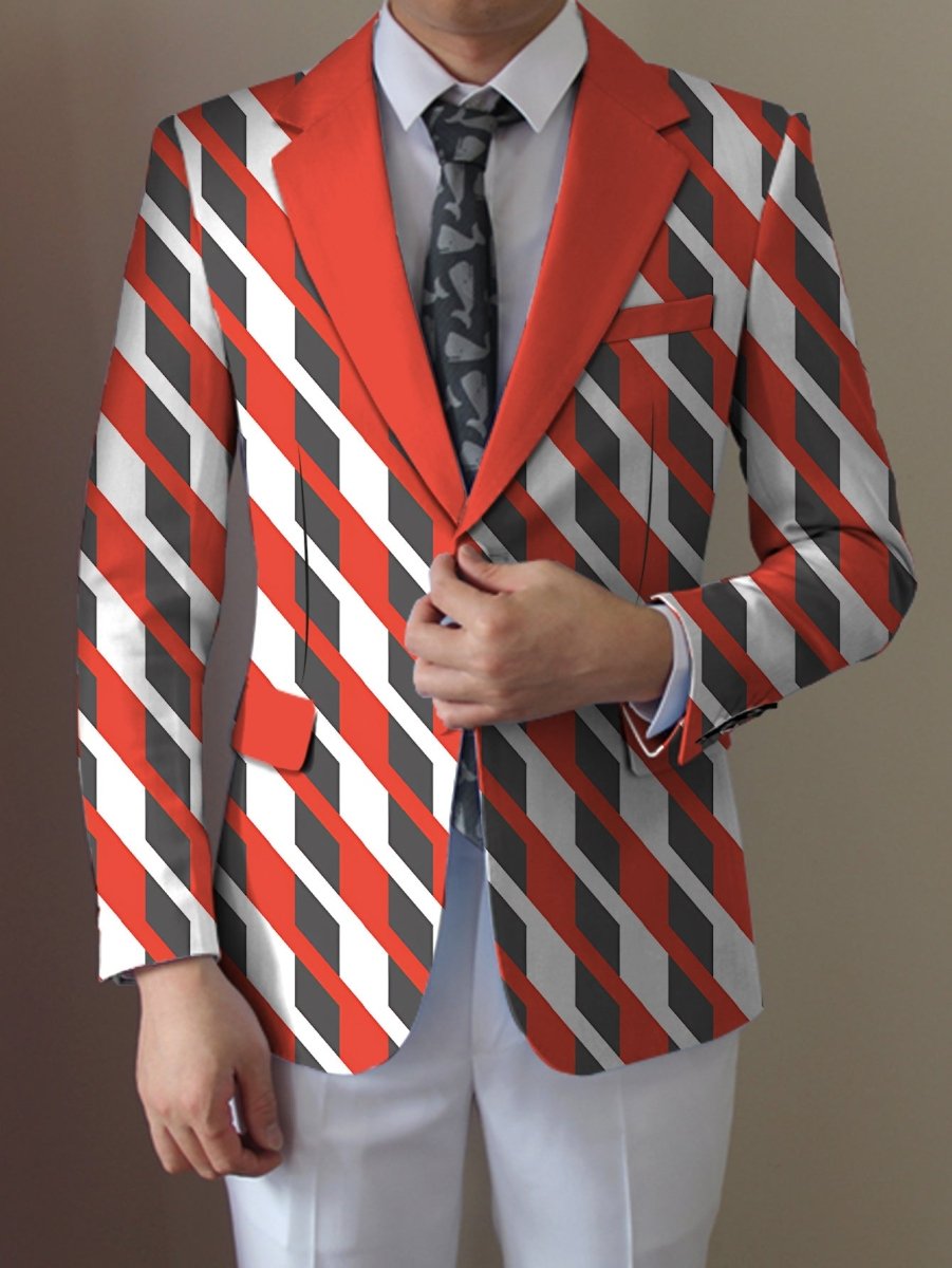 Men'S Casual Suit Jacket, Polyester Lapel Collar Style with Slight Stretch, Button Details, Print Pattern, Regular Fit, All - Season Wear - SHOWLU FASHION STORE