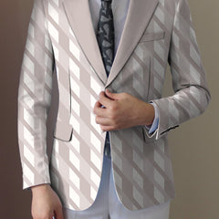 Men'S Casual Suit Jacket, Polyester Lapel Collar Style with Slight Stretch, Button Details, Print Pattern, Regular Fit, All - Season Wear - SHOWLU FASHION STORE