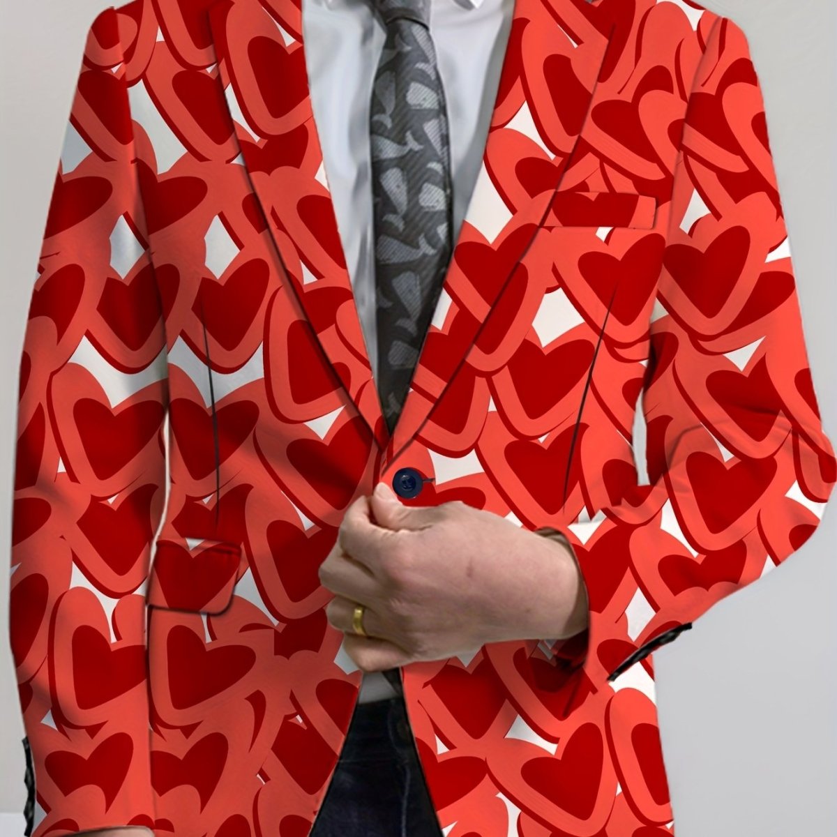 Men's Classic Solid Color Blazer - Casual Polyester & Elastane, Button Detail, Perfect for All Seasons - SHOWLU FASHION STORE