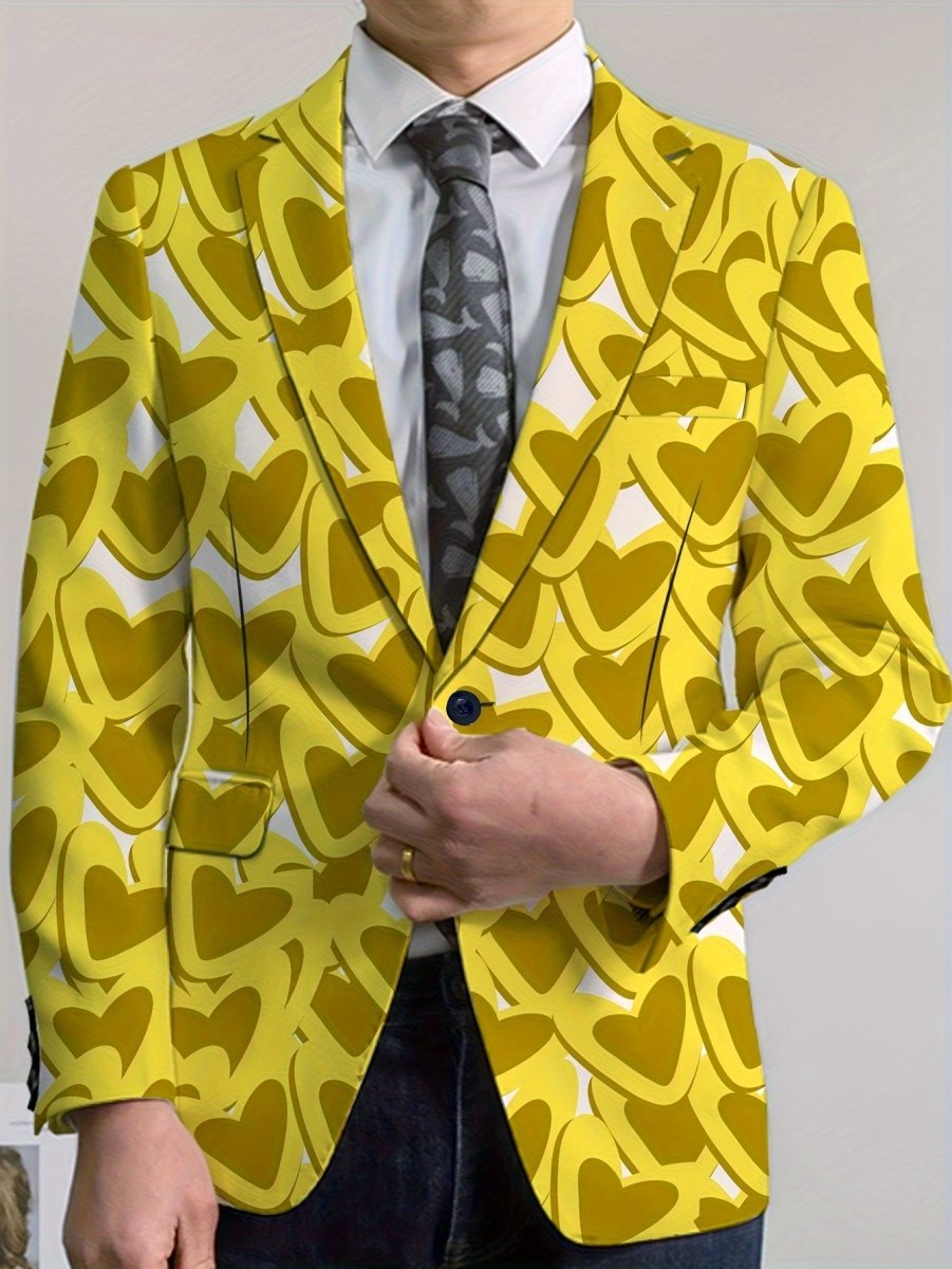 Men's Classic Solid Color Blazer - Casual Polyester & Elastane, Button Detail, Perfect for All Seasons - SHOWLU FASHION STORE