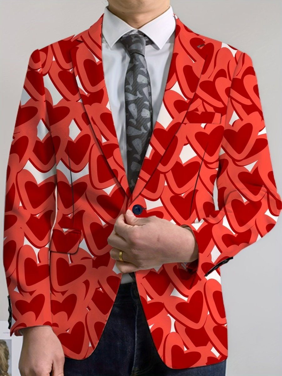 Men's Classic Solid Color Blazer - Casual Polyester & Elastane, Button Detail, Perfect for All Seasons - SHOWLU FASHION STORE