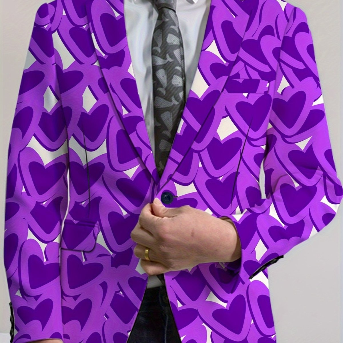 Men's Classic Solid Color Blazer - Casual Polyester & Elastane, Button Detail, Perfect for All Seasons - SHOWLU FASHION STORE
