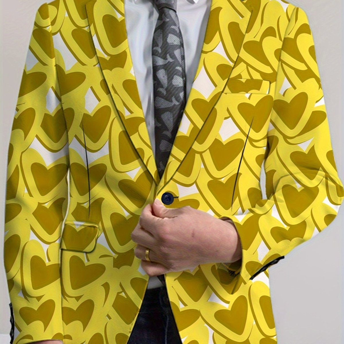 Men's Classic Solid Color Blazer - Casual Polyester & Elastane, Button Detail, Perfect for All Seasons - SHOWLU FASHION STORE