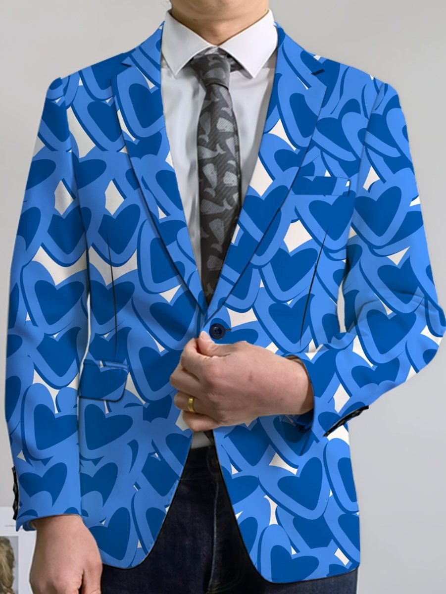 Men's Classic Solid Color Blazer - Casual Polyester & Elastane, Button Detail, Perfect for All Seasons - SHOWLU FASHION STORE