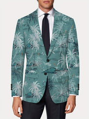 Men's Coconut Trees Print Blazer Jacket, Regular Fit, Button Closure, Suit Lapel, All - Season Wear - SHOWLU FASHION STORE