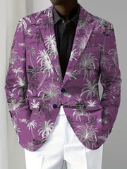 Men's Coconut Trees Print Blazer Jacket, Regular Fit, Button Closure, Suit Lapel, All - Season Wear - SHOWLU FASHION STORE