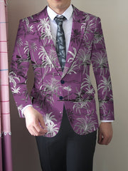 Men's Coconut Trees Print Blazer Jacket, Regular Fit, Button Closure, Suit Lapel, All - Season Wear - SHOWLU FASHION STORE