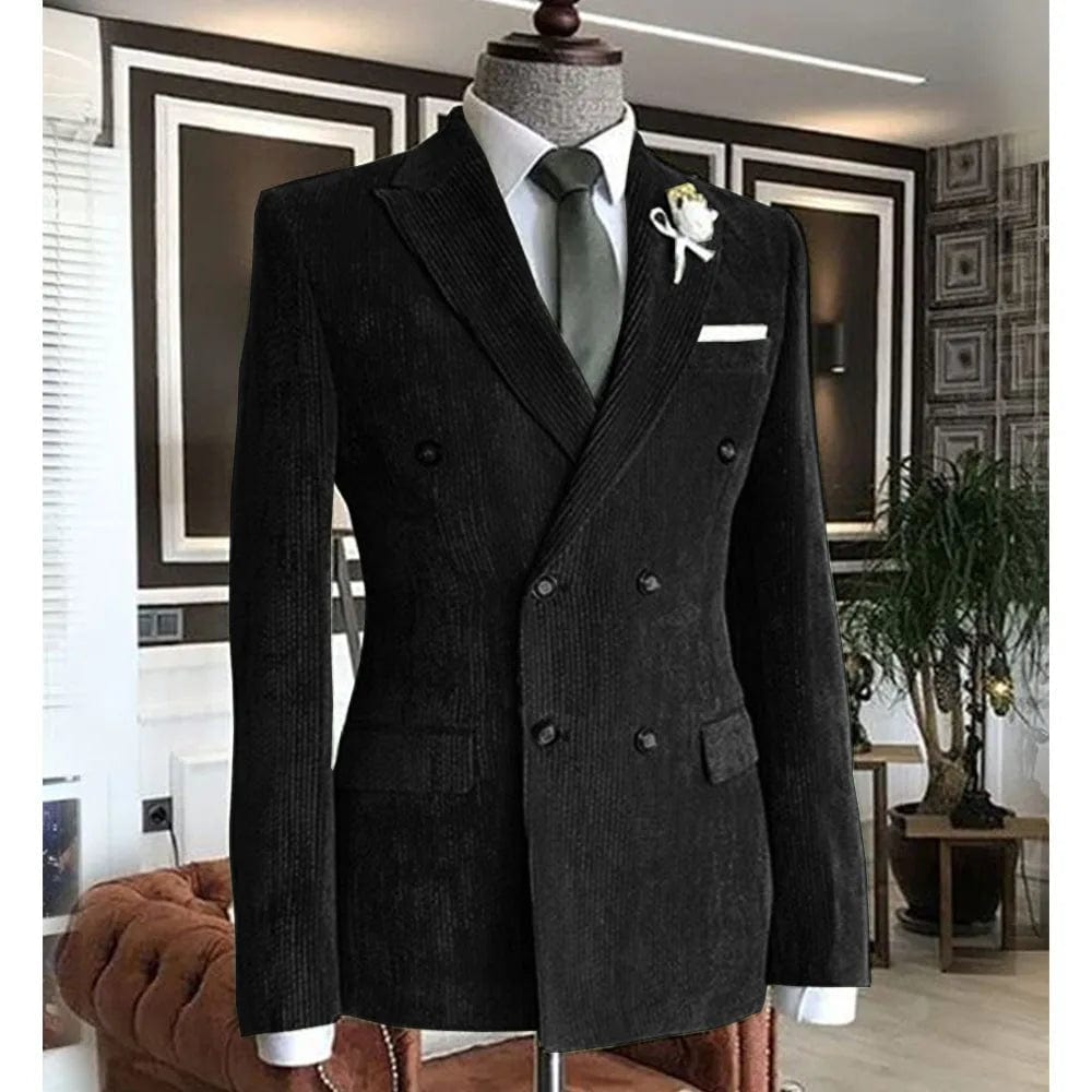 Men's Corduroy Suit Jacket Double Breasted Suit Collar Jacket Casual Fashion Work Wear Blazers Man Formal Jackets Man Vest Male - SHOWLU FASHION STORE
