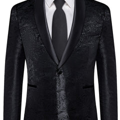 Men'S Elegant Paisley Suit Set with Tie and Cufflinks - 4pcs Polyester 100% Slim Fit Wedding Prom Jacket, All - Season Lapel Collar, Regular Fit, Woven Fabric, Button Detail - SHOWLU FASHION STORE