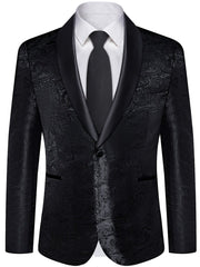 Men'S Elegant Paisley Suit Set with Tie and Cufflinks - 4pcs Polyester 100% Slim Fit Wedding Prom Jacket, All - Season Lapel Collar, Regular Fit, Woven Fabric, Button Detail - SHOWLU FASHION STORE