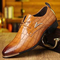 Men's Elegant Pointed - Toe Dress Shoes - Fashionable British Style, Soft Sole for Business & Casual Wear, Lace - Up with Rubber Sole - SHOWLU FASHION STORE