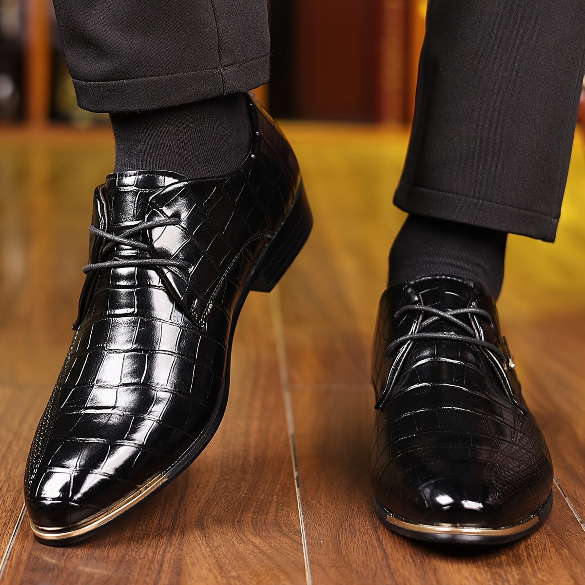 Men's Elegant Pointed - Toe Dress Shoes - Fashionable British Style, Soft Sole for Business & Casual Wear, Lace - Up with Rubber Sole - SHOWLU FASHION STORE
