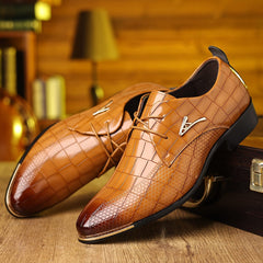 Men's Elegant Pointed - Toe Dress Shoes - Fashionable British Style, Soft Sole for Business & Casual Wear, Lace - Up with Rubber Sole - SHOWLU FASHION STORE