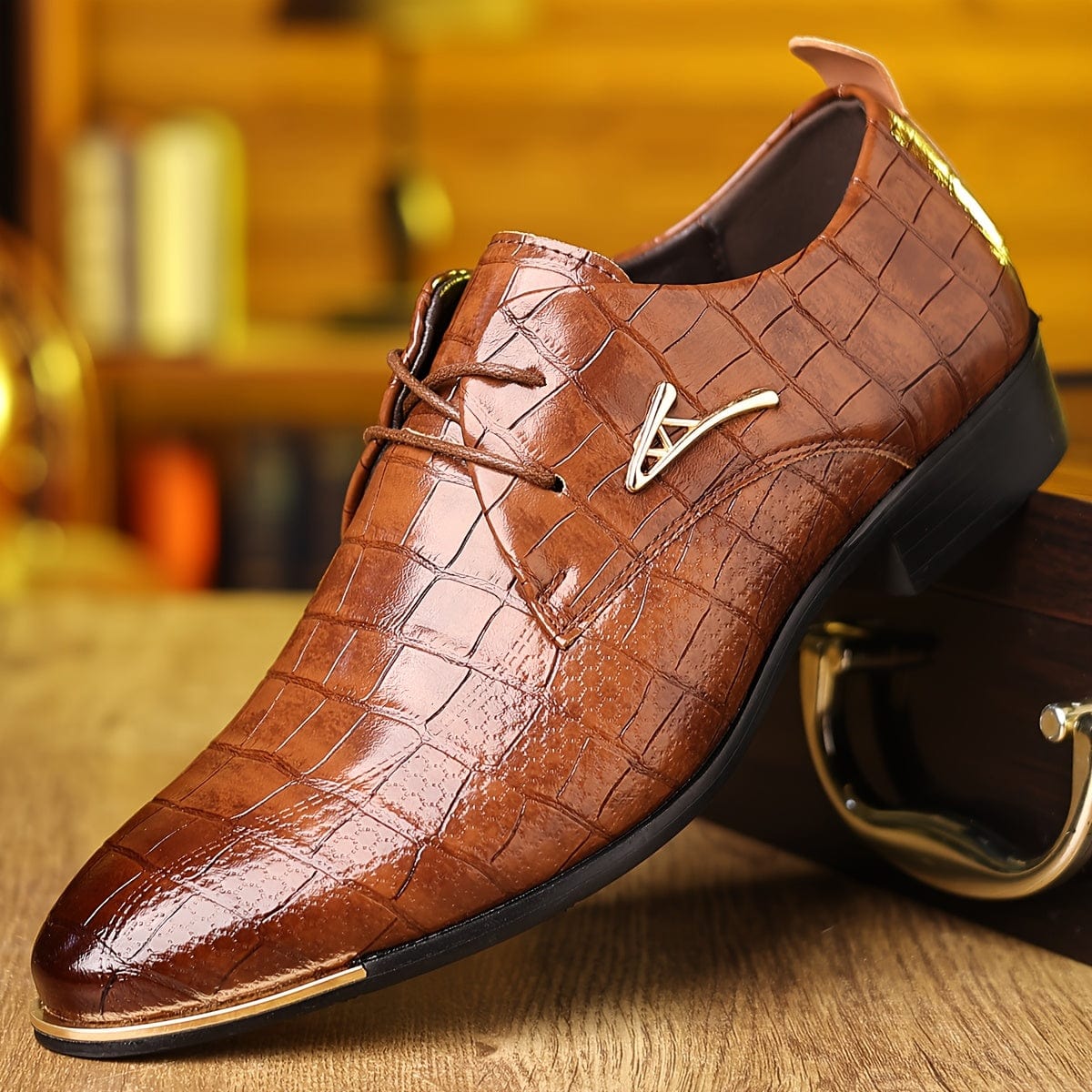 Men's Elegant Pointed - Toe Dress Shoes - Fashionable British Style, Soft Sole for Business & Casual Wear, Lace - Up with Rubber Sole - SHOWLU FASHION STORE