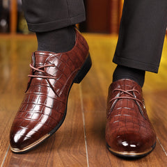 Men's Elegant Pointed - Toe Dress Shoes - Fashionable British Style, Soft Sole for Business & Casual Wear, Lace - Up with Rubber Sole - SHOWLU FASHION STORE