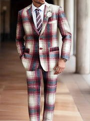 Men's Fashion Plaid Suit Classic Fit Suitable for Business Meetings and Social Activities, Versatile for Casual and Formal Outfits - SHOWLU FASHION STORE