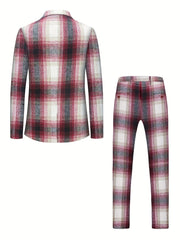 Men's Fashion Plaid Suit Classic Fit Suitable for Business Meetings and Social Activities, Versatile for Casual and Formal Outfits - SHOWLU FASHION STORE
