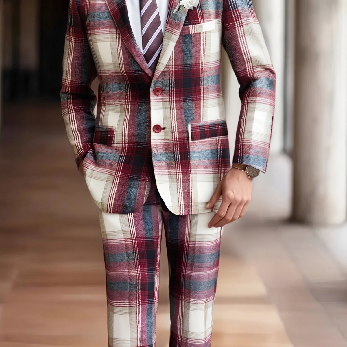 Men's Fashion Plaid Suit Classic Fit Suitable for Business Meetings and Social Activities, Versatile for Casual and Formal Outfits - SHOWLU FASHION STORE